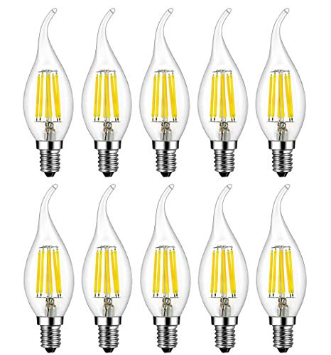 MENTA E14 LED Kerzenform 6W ersetzt 60 Watt Kaltesweiß 6500K E14 Filament Fadenlampe C35 E14 Kerze LED Lampe 220-240V AC 600lm 360° Abstrahlwinkel Nicht Dimmbar 10er-Pack von MENTA