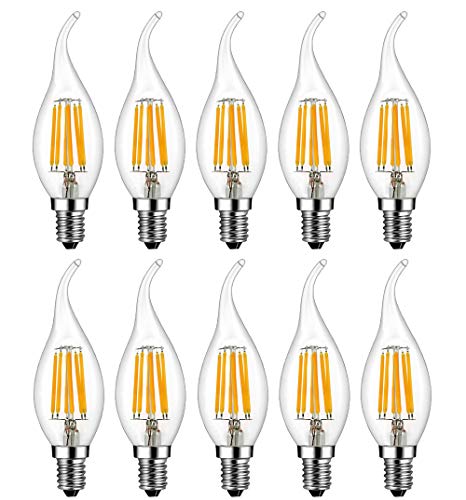 MENTA E14 LED Kerzenform 6W ersetzt 60 Watt Warmweiß 2700K E14 Filament Fadenlampe C35 E14 Kerze LED Lampe 220-240V AC 600lm 360° Abstrahlwinkel Nicht Dimmbar 10er-Pack von MENTA