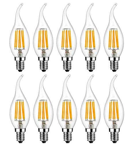 MENTA E14 LED Kerzenform 6W Ersetzt 60 Watt Warmweiß 2700K Filament Fadenlampe C35 Kerze Lampe 220-240V AC 600lm 360° Abstrahlwinkel Nicht Dimmbar 10er-Pack von MENTA