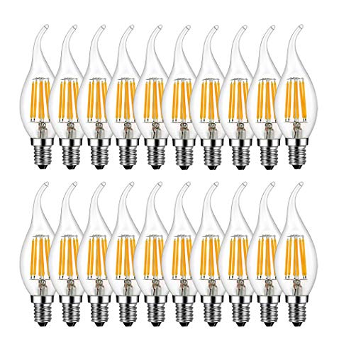 MENTA E14 LED Kerzenform 6W ersetzt 60 Watt Warmweiß 2700K E14 Filament Fadenlampe C35 E14 Kerze LED Lampe 220-240V AC 600lm 360° Abstrahlwinkel Nicht Dimmbar 20er-Pack von MENTA