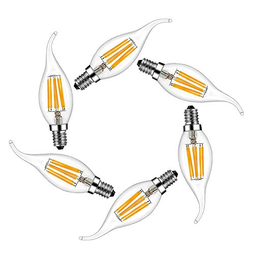 MENTA E14 LED Kerzenform 6W ersetzt 60 Watt Warmweiß 2700K E14 Filament Fadenlampe C35 E14 Kerze LED Lampe 220-240V AC 600lm 360° Abstrahlwinkel Nicht Dimmbar 6er-Pack von MENTA