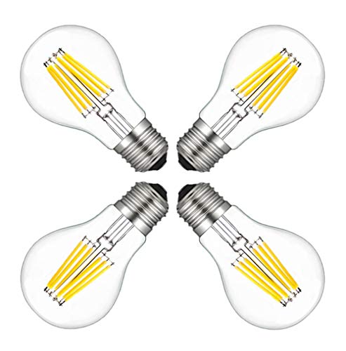 MENTA Glühfaden E27 LED Lampe Retrofit Classic A60 6W Edison Filament LED Birne ersetzt 60W Glühlampe 600 LM 6500K Kaltweiß klar Glas klassische Kolbenform, Nicht Dimmbar, 4er-Pack von MENTA