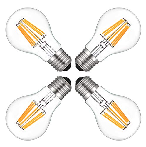 MENTA Glühfaden E27 LED Lampe Retrofit Classic A60 8W Edison Filament LED Birne ersetzt 80W Glühlampe 800 Lumen 2700K Warmweiss klar Glas klassische Kolbenform, Nicht Dimmbar, 4er-Pack von MENTA