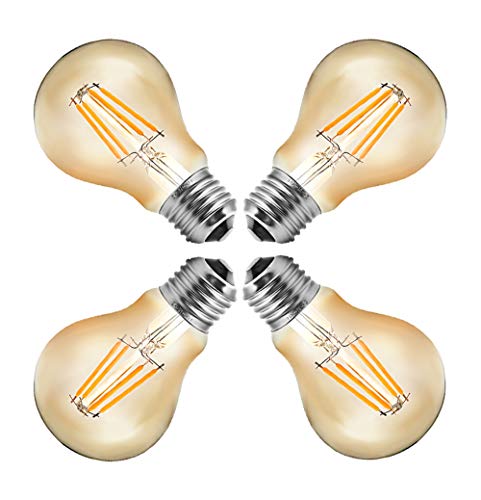 MENTA Vintage Edison Glühbirne E27 4W LED Retro Lampe Soft Spiral Filament Dekorative Glühbirne Ersetzt 40W 400LM Warmweiss 2700K 220-240V A60 Filament Fadenlampe Nicht Dimmbar - 4 Stück von MENTA