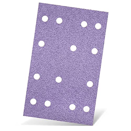 MENZER Purple HD Klett-Schleifblätter, 133 x 80 mm, 14-Loch, f. Schwingschleifer, Keramik-Mix (50 Stk.) K80 von MENZER