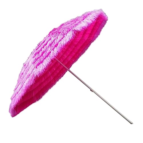 MEOMO 1.4m Tropischer Hawaiianer Rosa Stroh Parasol, Runde Outdoor Beach Hula-Truck Tiki Regenschirm, Sonnenschirm for Garten Pool Patio Balkon Regenschirme von MEOMO