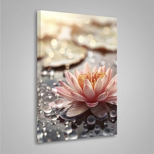 5D Diamant Painting Bilder Blume Diamond Painting Erwachsene Lotus DIY Runden Mosaikherstellung Basteln Erwachsene Anfänger Set für Heim Schlafzimmer Wand Deko, Geschenke (20x30cm) PjY8218 J-L von MEOSUEWI