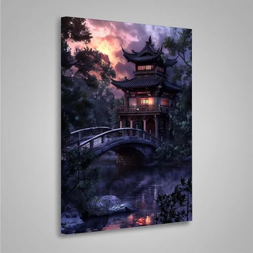 5D Diamant Painting Bilder Brücke Diamond Painting Erwachsene Pavillon DIY Runden Mosaikherstellung Basteln Erwachsene Anfänger Set für Heim Schlafzimmer Wand Deko, Geschenke (20x30cm) PjY4570 1-B von MEOSUEWI