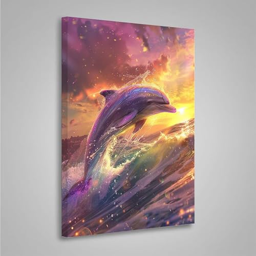 5D Diamant Painting Bilder Delphin Diamond Painting Erwachsene Ozean DIY Runden Mosaikherstellung Basteln Erwachsene Anfänger Set für Heim Schlafzimmer Wand Deko, Geschenke 60x80cm PjY8142 Z-6 von MEOSUEWI