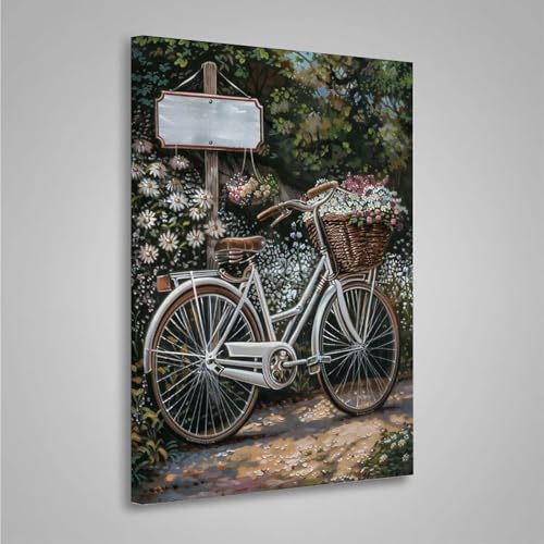 5D Diamant Painting Bilder Fahrrad Diamond Painting Erwachsene Blume DIY Runden Mosaikherstellung Basteln Erwachsene Anfänger Set für Heim Schlafzimmer Wand Deko, Geschenke (80x110cm) PjY7638 V-U von MEOSUEWI