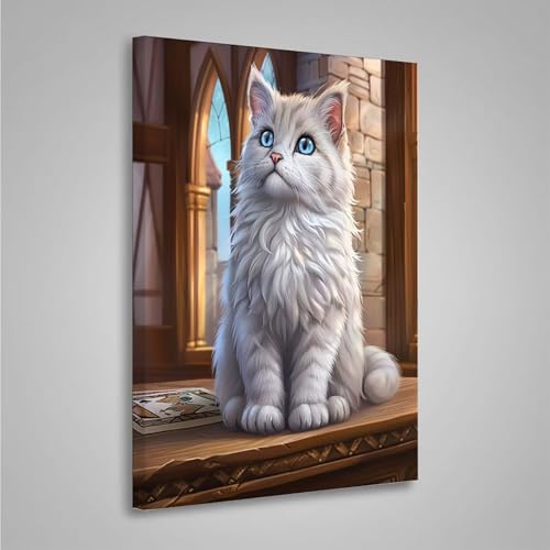 5D Diamant Painting Bilder Katze Diamond Painting Erwachsene Tier DIY Runden Mosaikherstellung Basteln Erwachsene Anfänger Set für Heim Schlafzimmer Wand Deko Wohnzimmer, Geschenke 30x40cm PjY3004 X-5 von MEOSUEWI
