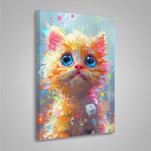 5D Diamant Painting Bilder Katze Diamond Painting Erwachsene Tier DIY Runden Mosaikherstellung Basteln Erwachsene Anfänger Set für Heim Schlafzimmer Wand Deko Wohnzimmer, Geschenke 60x80cm PjY3286 I-9 von MEOSUEWI