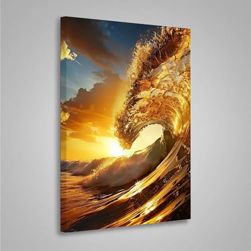 5D Diamant Painting Bilder Sonnenuntergang Diamond Painting Erwachsene Meereswellen Runden Mosaikherstellung Basteln Erwachsene Anfänger Set für Schlafzimmer Wand Deko Geschenke (80x110cm) PjY3612 A-9 von MEOSUEWI