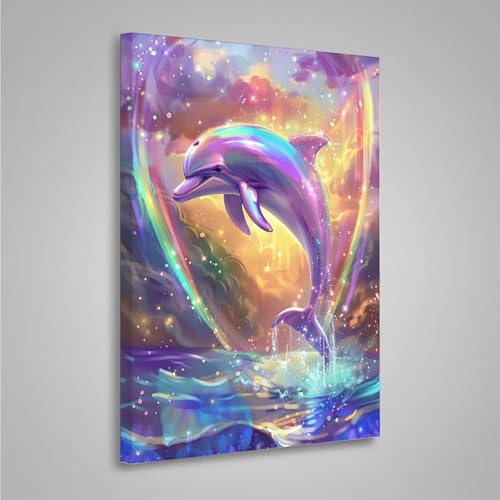 5D Diamant Painting Bilder Tier Diamond Painting Erwachsene Delphin DIY Runden Mosaikherstellung Basteln Erwachsene Anfänger Set für Heim Schlafzimmer Wand Deko, Geschenke 60x80cm PjY7276 3-4 von MEOSUEWI