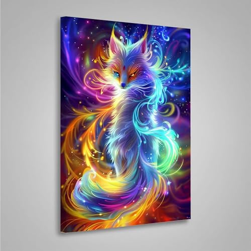 5D Diamant Painting Bilder Tier Diamond Painting Erwachsene Fuchs DIY Runden Mosaikherstellung Basteln Erwachsene Anfänger Set für Heim Schlafzimmer Wand Deko Wohnzimmer, Geschenke 50x70cm PjY3066 3-2 von MEOSUEWI