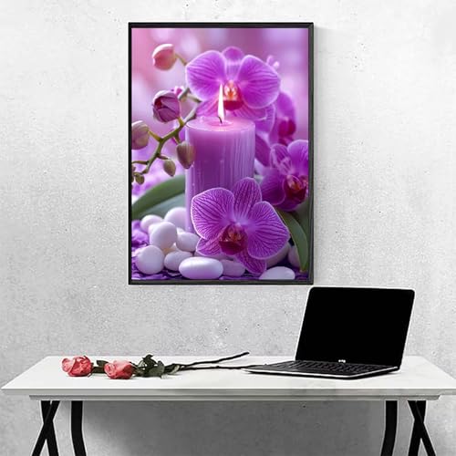 Diamond Painting Blume Diamond Painting Erwachsen Kerze Basteln für Erwachsene, Vollbohrer Diamant Malerei Set, Diamant Kunst Malerei Stickerei Set, Wanddeko Deko, Geschenke 30 x 40 cm PJY4 G-1 von MEOSUEWI