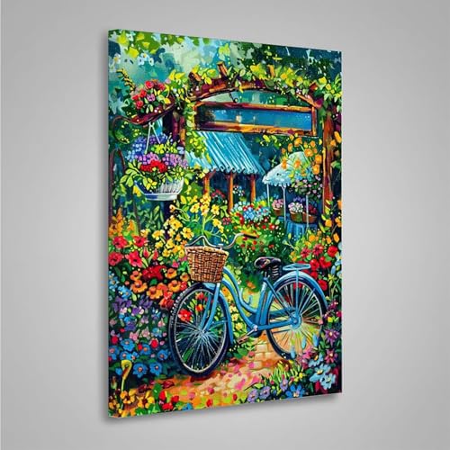 Diamond Painting Erwachsene Blume 5D Diamond Painting Full Drill Fahrrad Diamant Malerei Bilder DIY Diamont Art Stickerei Set Geeignet Als Geschenk, Zur Entspannung und Wanddeko (20x30cm) PjY8255 K-3 von MEOSUEWI