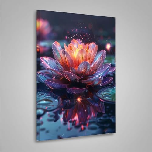 Diamond Painting Erwachsene Blume 5D Diamond Painting Full Drill Lotus Diamant Malerei Bilder DIY Diamont Art Stickerei Set Geeignet Als Geschenk, Zur Entspannung und Wanddeko (30x40cm) PjY4523 K-2 von MEOSUEWI