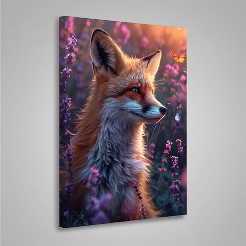 Diamond Painting Erwachsene Fuchs 5D Diamond Painting Full Drill Blume Diamant Malerei Bilder DIY Diamont Art Stickerei Set Geeignet Als Geschenk, Zur Entspannung und Wanddeko (50x70cm) PjY3267 N-K von MEOSUEWI