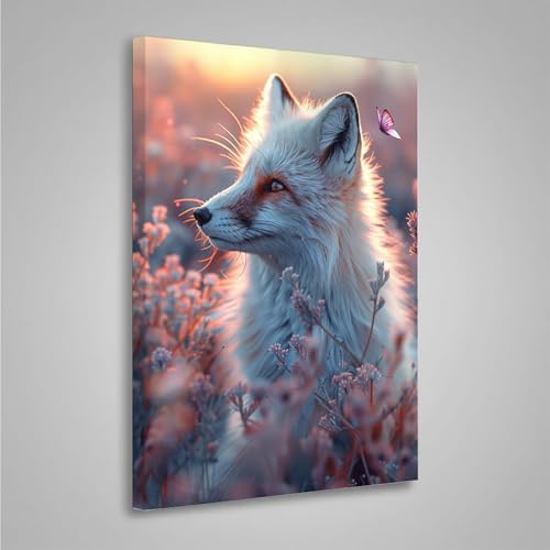 Diamond Painting Erwachsene Fuchs 5D Diamond Painting Full Drill Blume Diamant Malerei Bilder DIY Diamont Art Stickerei Set Geeignet Als Geschenk, Zur Entspannung und Wanddeko 70x95cm PjY3263 X-8 von MEOSUEWI