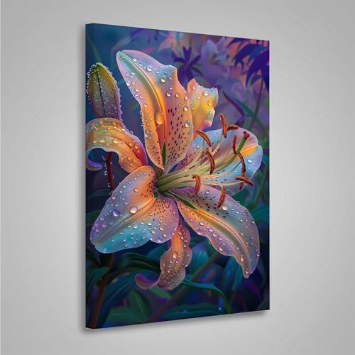 Diamond Painting Erwachsene Lilie 5D Diamond Painting Full Drill Blume Diamant Malerei Bilder DIY Diamont Art Stickerei Set Geeignet Als Geschenk, Zur Entspannung und Wanddeko (80x110cm) PjY7455 G-7 von MEOSUEWI