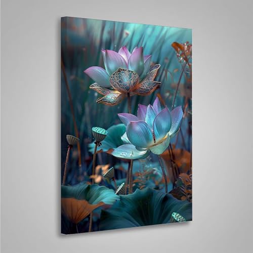 Diamond Painting Erwachsene Lotus 5D Diamond Painting Full Drill Blume Diamant Malerei Bilder DIY Diamont Art Stickerei Set Geeignet Als Geschenk, Zur Entspannung und Wanddeko (50x70cm) PjY4743 S-Y von MEOSUEWI