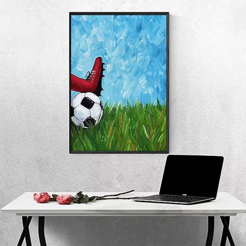 Diamond Painting Gras Diamond Painting Erwachsen Fußball Basteln für Erwachsene, Vollbohrer Diamant Malerei Set, Diamant Kunst Malerei Stickerei Set, Wanddeko Deko, Geschenke 60x80cm PJY6 0-G von MEOSUEWI