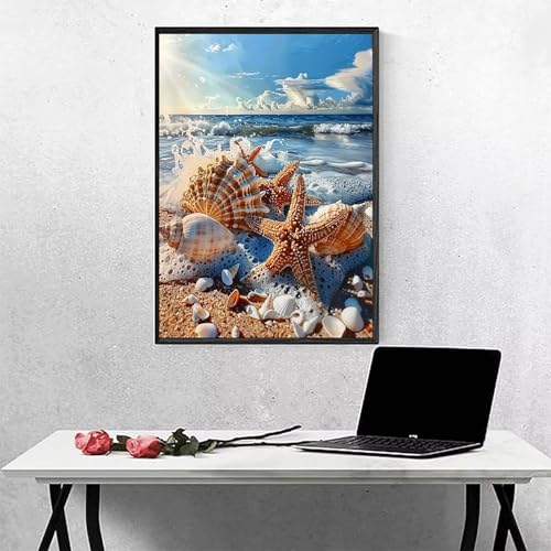 Diamond Painting Ozean Diamond Painting Erwachsen Seestern Basteln für Erwachsene, Vollbohrer Diamant Malerei Set, Diamant Kunst Malerei Stickerei Set, Wanddeko Deko, Geschenke 100x135cm PJY1 Q-8 von MEOSUEWI