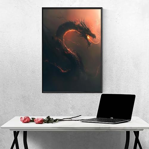 Diamond Painting Tier Diamond Painting Erwachsen Drachen Basteln für Erwachsene, Vollbohrer Diamant Malerei Set, Diamant Kunst Malerei Stickerei Set, Wanddeko Deko, Geschenke （50x65cm） PJY3 0-H von MEOSUEWI