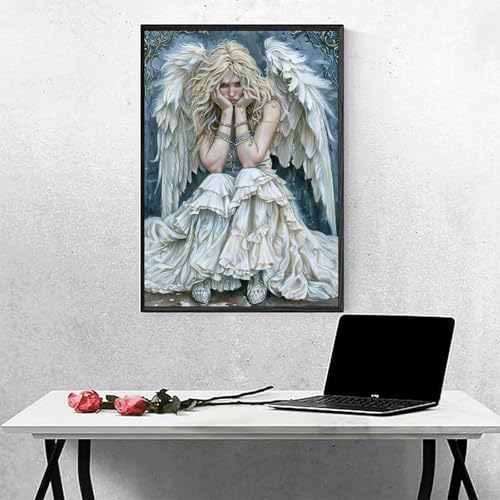 Frau Diamond Painting Engel Diamant Painting Bilder Erwachsene Bastelset, DIY Diamond Art Runder Vollbohrer Diamanten Kinder Malerei Stickerei Kreuzstich, Dekoration, Geschenk （100x135cm） PJY8 Z-5 von MEOSUEWI