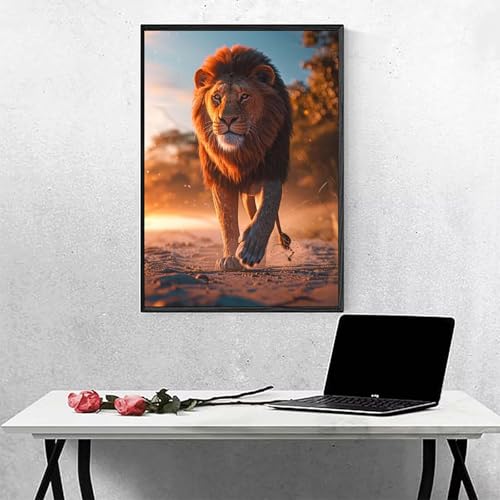 MEOSUEWI Diamond Painting Tier Diamond Painting Erwachsen Löwe Basteln für Erwachsene, Vollbohrer Diamant Malerei Set, Diamant Kunst Malerei Stickerei Set, Wanddeko Deko, Geschenke （70x95cm） PJY5 F-9 von MEOSUEWI