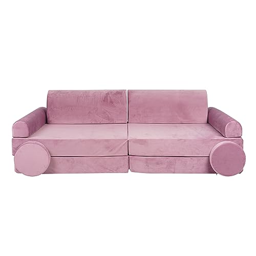 MEOWBABY® Kinder-Sofa Couch Kinderpolstermöbel Ausstattung Möbelset Stoffsofa Samt, Premium, Samt, Rosa von MEOWBABY