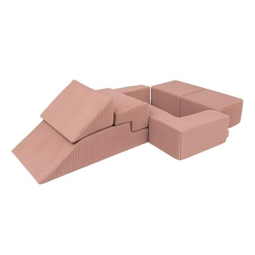 MEOWBABY Modulares Sofa für Kinder - Weiche Schaumstoffbausteine zum Spielen, Velvet, Rosa von MEOWBABY