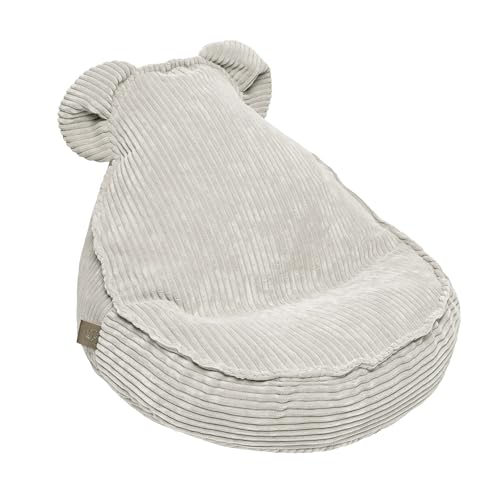 MEOWBABY Sitzsack Kinder – Bequemer Kindersessel mit Füllung – Sitzsack Kinderzimmer – Weicher Bodensessel für Kleinkinder – Waschbarer Bezug – Kindersitzsack für Mädchen & Jungen, Cord, Ecru von MEOWBABY