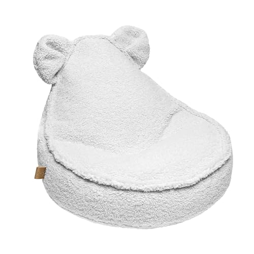 MEOWBABY Sitzsack Kinder – Bequemer Kindersessel mit Füllung – Sitzsack Kinderzimmer – Weicher Bodensessel für Kleinkinder – Waschbarer Bezug – Kindersitzsack für Mädchen & Jungen, Bearly, Weiß von MEOWBABY