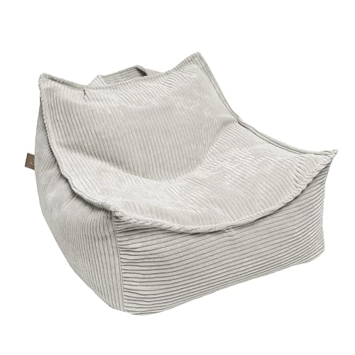 MEOWBABY Sitzsack Kinder – Bequemer Kindersessel mit Füllung – Sitzsack Kinderzimmer – Weicher Bodensessel für Kleinkinder – Waschbarer Bezug – Kindersitzsack für Mädchen & Jungen, Cord, Ecru von MEOWBABY