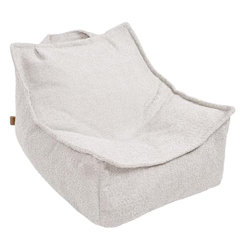MEOWBABY Sitzsack Kinder – Bequemer Kindersessel mit Füllung – Sitzsack Kinderzimmer – Weicher Bodensessel für Kleinkinder – Waschbarer Bezug – Kindersitzsack für Mädchen & Jungen, Boucle, Ecru von MEOWBABY