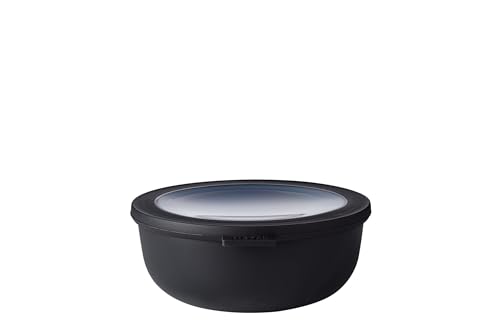 Mepal - Multi Bowl Cirqula Round - Vorratsdose mit Deckel - Geeignet als Luftdichte Aufbewahrungsbox für den Kühlschrank, Mikrowellengeschirr & als Frischhaltedosen - 1250 ml - Nordic Black von Mepal