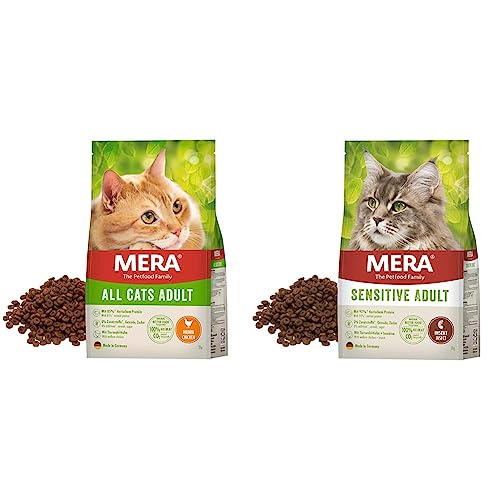 MERA Cats Huhn & Sensitive Adult Insect, Trockenfutter für ausgewachsene & sensible Katzen von MERA