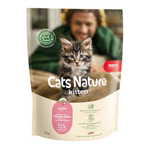 MERA Cats Nature Lachs Premium Kitten Trockenfutter für Katzen 400g | Getreidefrei & zuckerfrei | Katzenfutter Trocken mit hohen Fleischanteil & Colostrum | Dry Cat Food von MERA