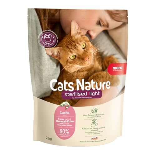 MERA Cats Nature Sterilized/Light Lachs Katzenfutter Trocken 400g für sterilisierte/kastrierte Katzen | Getreidefrei & zuckerfrei | fettarmes Katzen Trockenfutter hoher Fleischanteil von MERA