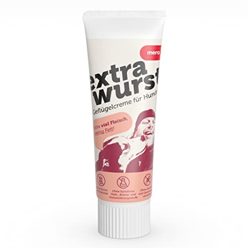 MERA Extrawurst Light getreidefreie Hundeleberwurst, 75g Tube mit viel Geflügel-Frischfleisch und wenig Fett, Trainingsleckerli für ausgewachsene Hunde und Welpen, ohne Zucker und Salz MERA Extrawurst Light getreidefreie Hundeleberwurst, 75g Tube mit viel Geflügel-Frischfleisch und wenig Fett, Trainingsleckerli für ausgewachsene Hunde und Welpen, ohne Zucker und Salz von MERA
