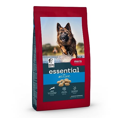 MERA Essential Active, Hundefutter trocken für aktive Hunde, Trockenfutter mit Geflügel, gesundes Futter für sportliche Hunde, mit Omega-3 und Omega-6 für Haut und Fell (12,5kg) von MERA