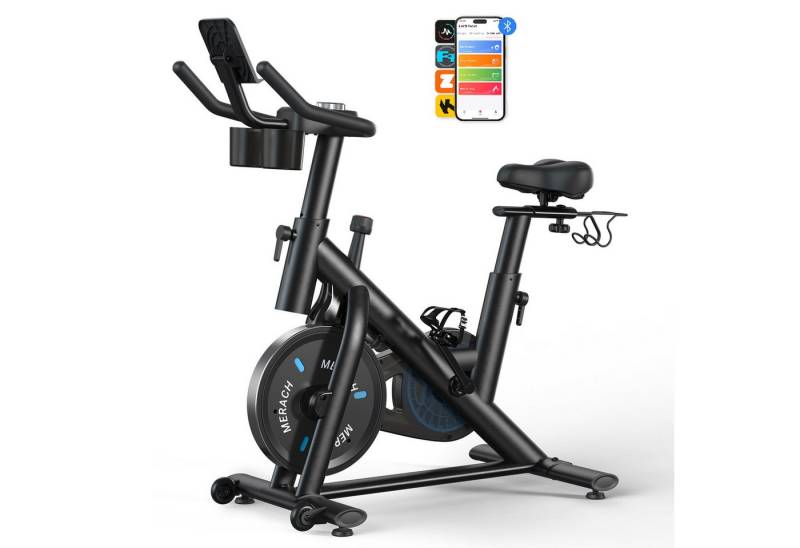 MERACH Fitnessbike Heimtrainer Fahhrad für Zuhause, leises Fitnessbike mit Tablet-Halter, (Leises Bremsbelag Fahhrad, 2-Wege verstellbare rutschfeste Lenker, 1-tlg., Hometrainer Fahhrad mit LED-Display, Bluetooth, 136KG Belastbar), Indoor Cycling für Kardiotraining zu Hause, Verstellbare Sitz, APP MERACH Fitnessbike Heimtrainer Fahhrad für Zuhause, leises Fitnessbike mit Tablet-Halter, (Leises Bremsbelag Fahhrad, 2-Wege verstellbare rutschfeste Lenker, 1-tlg., Hometrainer Fahhrad mit LED-Display, Bluetooth, 136KG Belastbar), Indoor Cycling für Kardiotraining zu Hause, Verstellbare Sitz, APP von MERACH