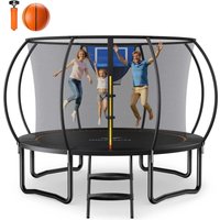 MERACH Gartentrampolin Trampolin Ø305, mit Sicherheitsnetz, Anti-Rutsch-Leiter, Basketball-Set, Gewicht 150 kg von MERACH