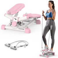 MERACH Mini Stepper 2-in-1 mit LCD-Display & Widerstandsseilen bis 150 kg, Heimtrainer für Beine, Po & Arme, rosa von MERACH