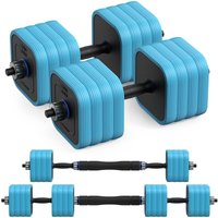 Merach - 3-in-1 verstellbares Hantel-Set – Kurzhantel & Langhantel, quadratische Scheiben (40 kg) von MERACH