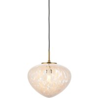 Merano Bari Einzelpendel-Deckenlampe, satinierte Messingplatte, weißes Konfetti-Glas von MERANO