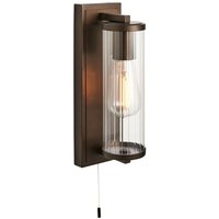 Como Badezimmer-Wandleuchte Dunkle Bronzefarbe & klares geriffeltes Glas IP44 - Merano von MERANO