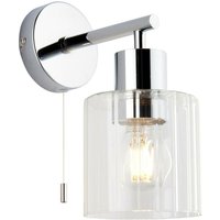 Lucca Badezimmer-Wandlampe aus Metall, Chromplatte, geriffeltes Glas, IP44 - Merano von MERANO